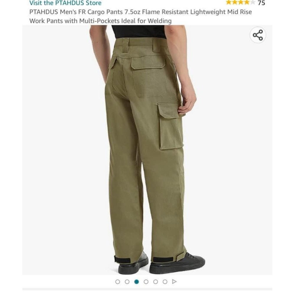 Mens sz 32 x 36 Cargo Pants Khaki Flame Resistant Work Welding - Picture 3 of 6